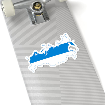 Flag-map of Russia White-Blue-White (Russia) STICKER Vinyl Kiss-Cut Decal