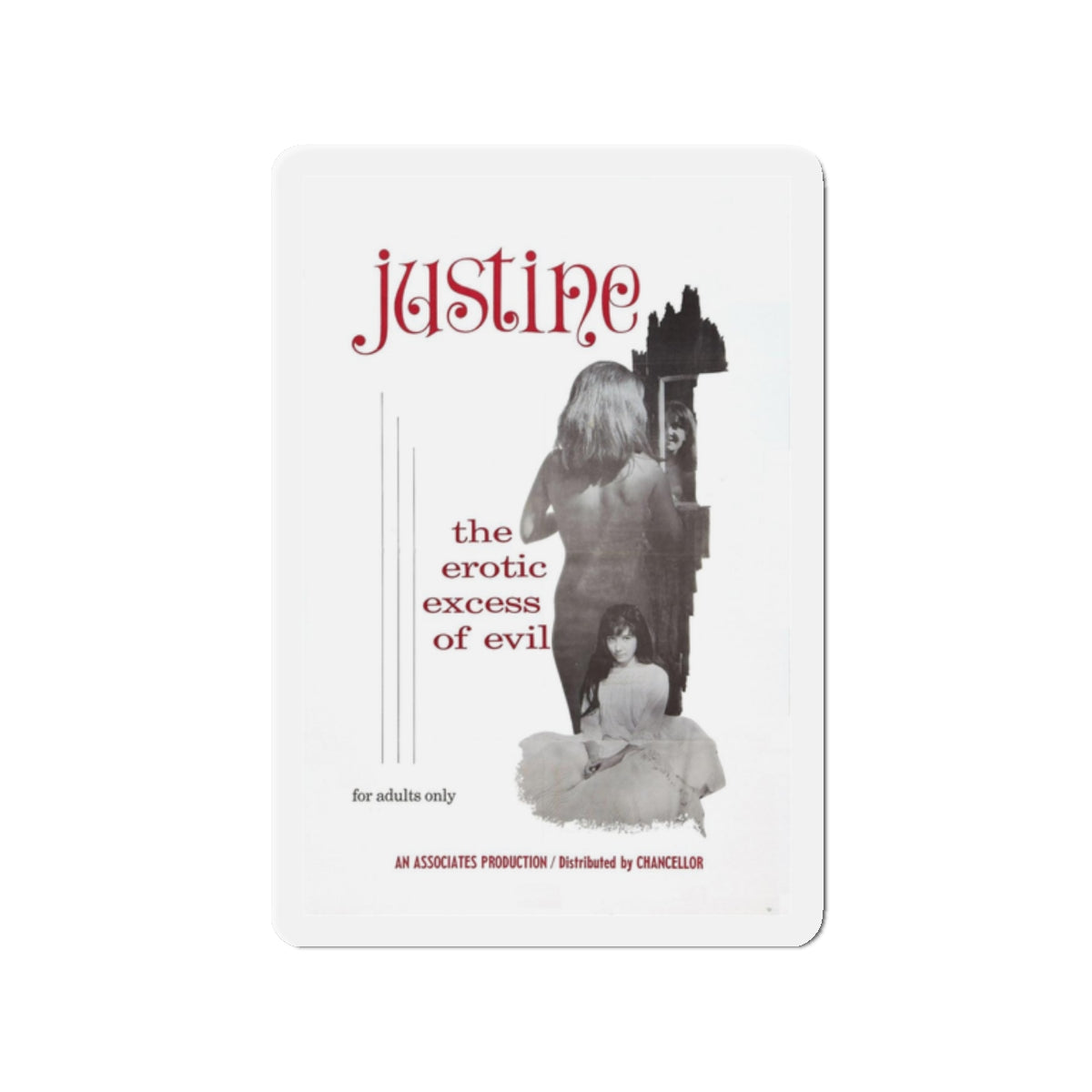 JUSTINE 1980 Movie Poster - Refrigerator Magnet-2" x 2"-Die-Cut-1 pc-The Sticker Space