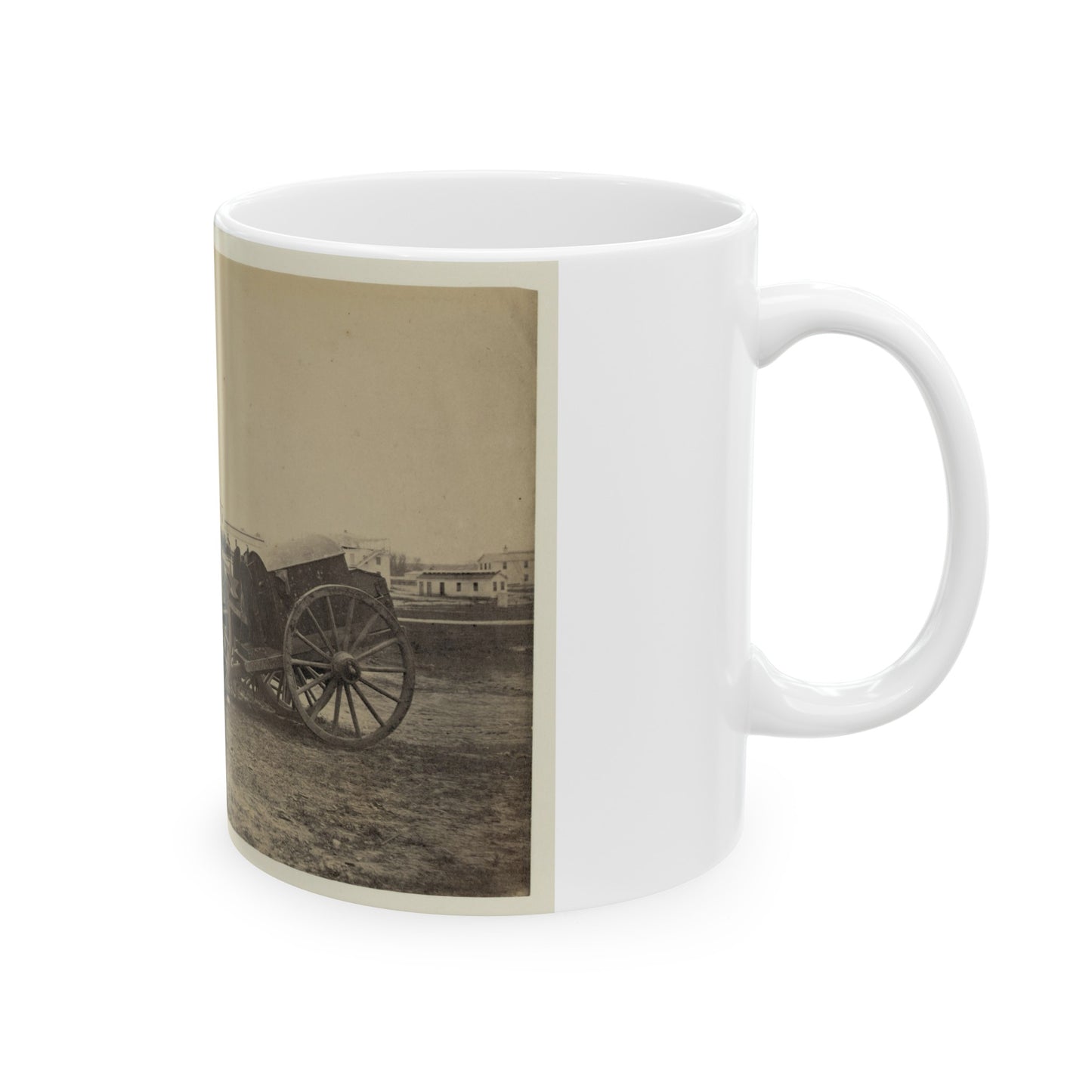 Wagons With Caisson In Foreground, Probably At A Civil War Military Camp (U.S. Civil War) White Coffee Mug