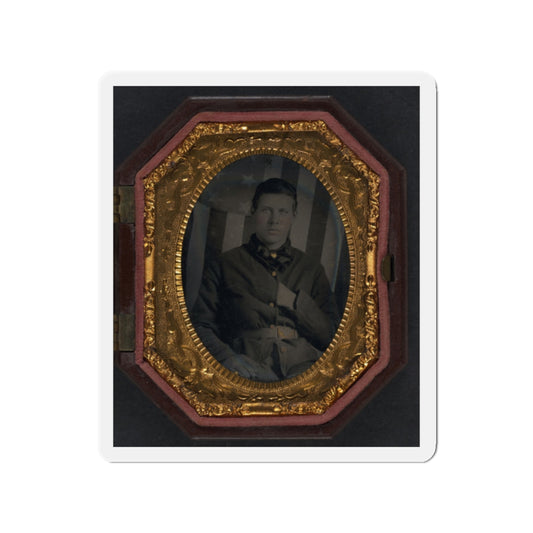 Unidentified Soldier In Union Sack Coat In Front Of American Flag Backdrop (U.S. Civil War) Refrigerator Magnet