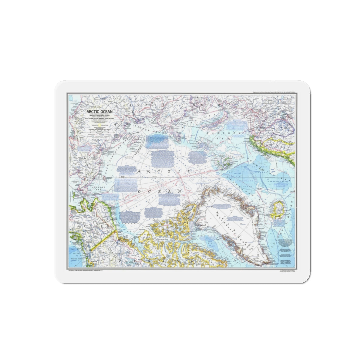 Arctic Ocean (1983) (Map) Refrigerator Magnet-3" x 3"-Die-Cut-1 pc-The Sticker Space