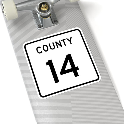 County 14 square (Minnesota) (Road Sign) STICKER Vinyl Kiss-Cut Decal