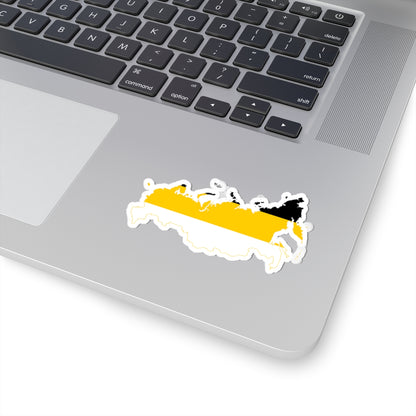 Flag-map of Russia Black-Yellow-White (Russia) STICKER Vinyl Kiss-Cut Decal