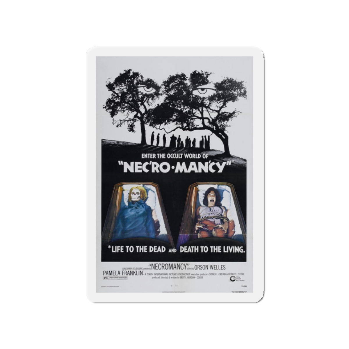 NECROMANCY 1972 Movie Poster - Refrigerator Magnet-2" x 2"-Die-Cut-1 pc-The Sticker Space