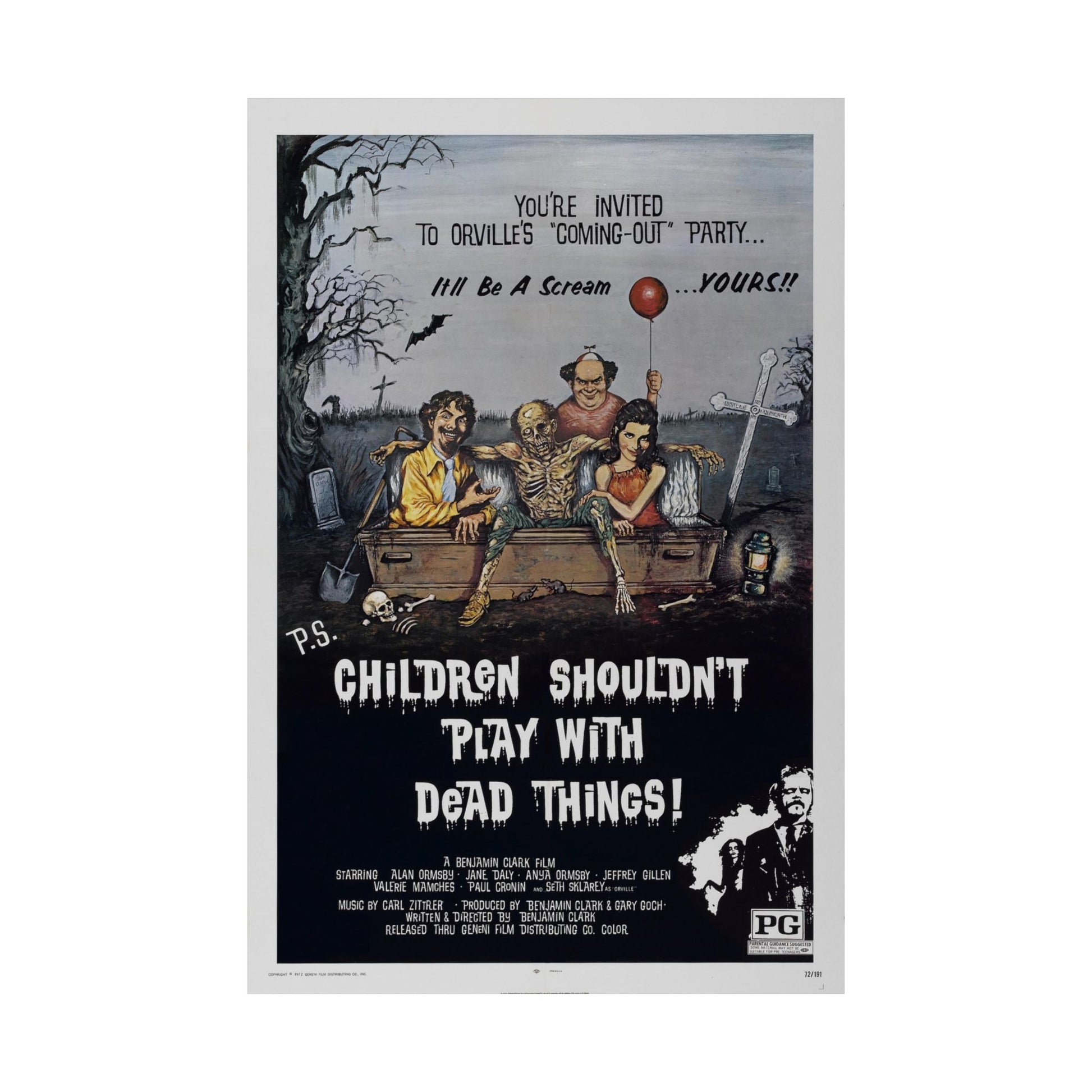 CHILDREN SHOULDN'T PLAY WITH DEAD THINGS 1972 - Paper Movie Poster-The Sticker Space