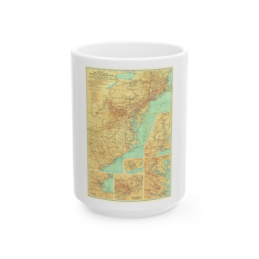 USA - Travels of George Washington (1932) (Map) White Coffee Mug-15oz-The Sticker Space
