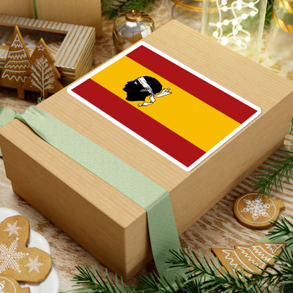 Flag of Spain with a Moors head in the center (Spain) STICKER Vinyl Kiss-Cut Decal