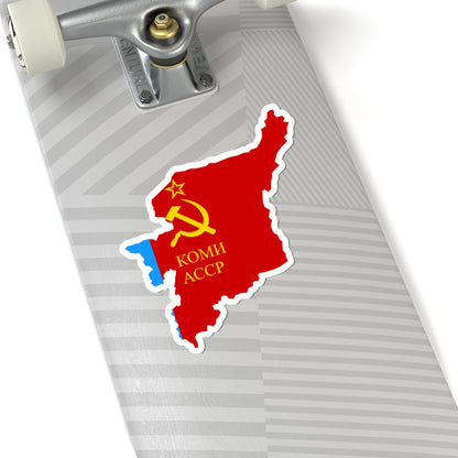 Flag-map of Komi ASSR (Russia) STICKER Vinyl Kiss-Cut Decal
