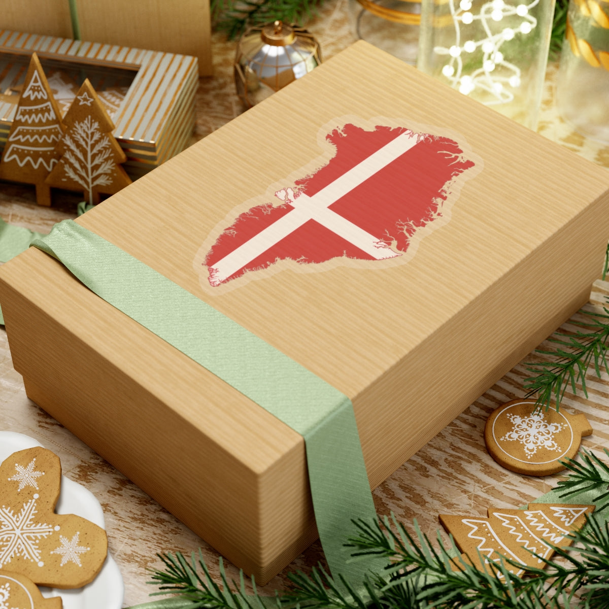 Flag map of Greenland Denmark (Denmark) STICKER Vinyl Kiss-Cut Decal