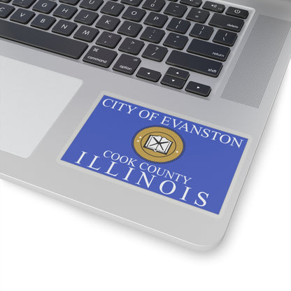 Flag of Evanston, IL - STICKER Vinyl Kiss-Cut Decal