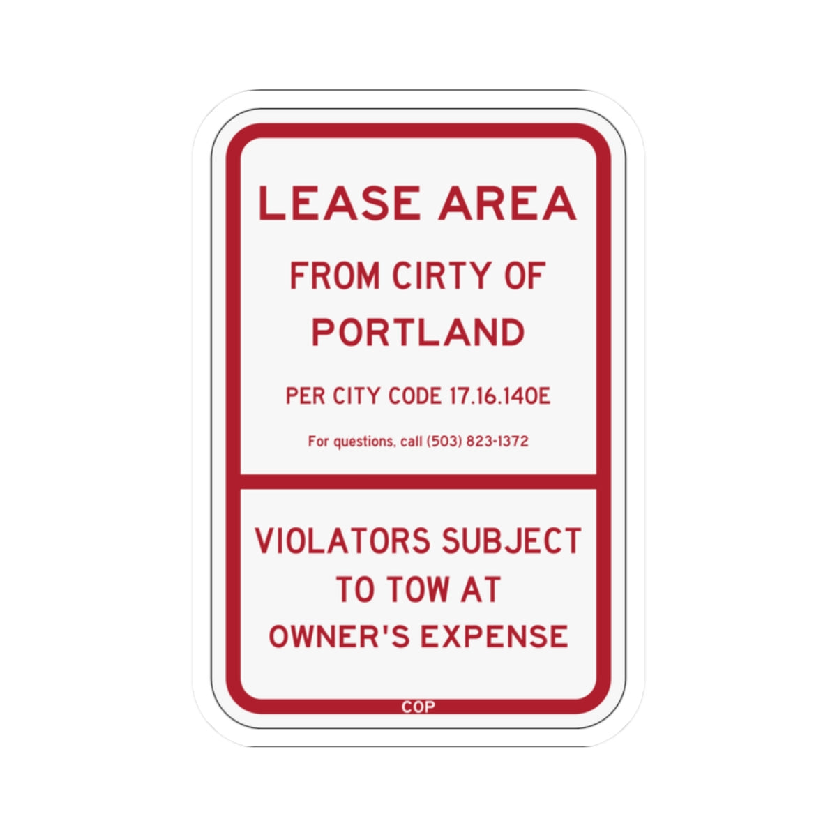 PBOT Road sign P4492 (Oregon) (Road Sign) STICKER Vinyl Kiss-Cut Decal