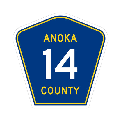 Anoka County 14 (Minnesota) (Road Sign) STICKER Vinyl Kiss-Cut Decal