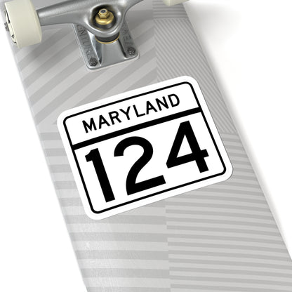 MD Route 124 (Maryland) (Road Sign) STICKER Vinyl Kiss-Cut Decal