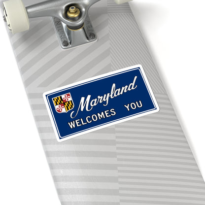 Maryland Welcomes You road sign c. October 1981 (Maryland) (Road Sign) STICKER Vinyl Kiss-Cut Decal