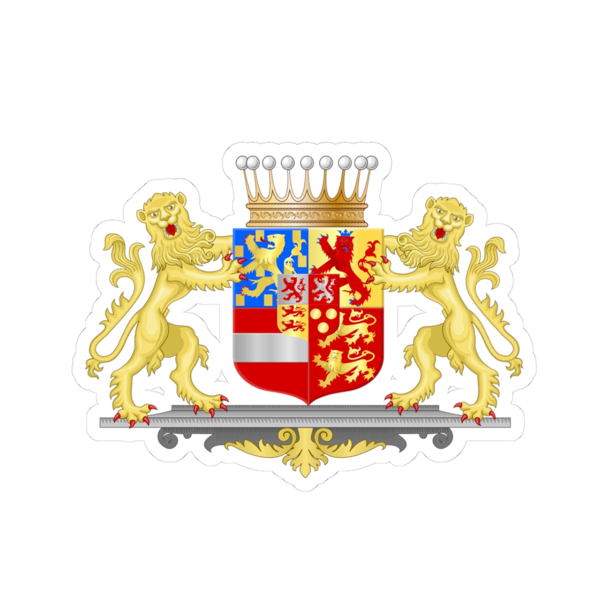 Achievement of Nassau Siegen  protestant branch Princely Counts (Netherlands) (Coat of Arms) STICKER Vinyl Kiss-Cut Decal