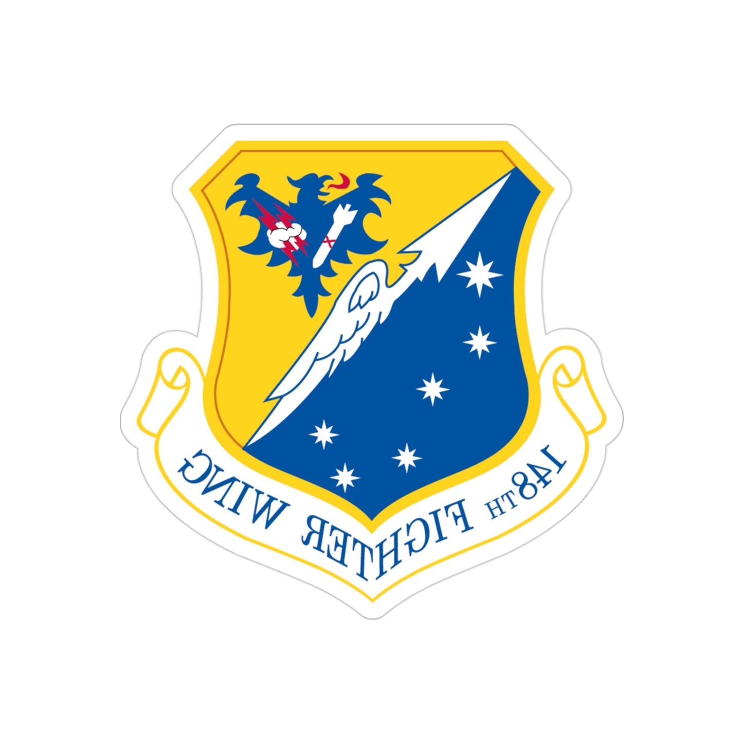 148th Fighter Wing (U.S. Air Force) REVERSE PRINT Transparent STICKER-3" × 3"-The Sticker Space