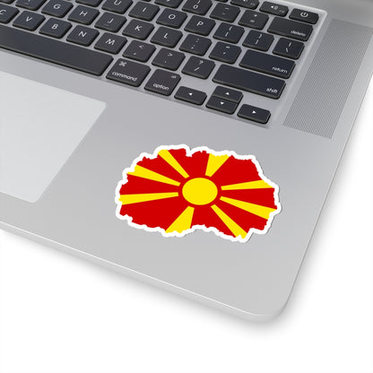 Flag map of North Macedonia (North Macedonia) STICKER Vinyl Kiss-Cut Decal