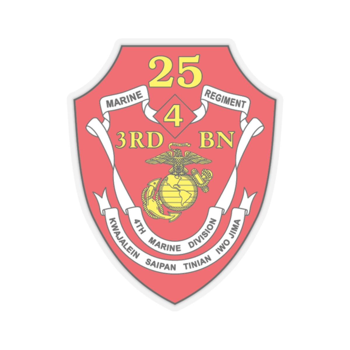 3rd BN 25th Marines 4th Marine Div (USMC) STICKER Vinyl Kiss-Cut Decal