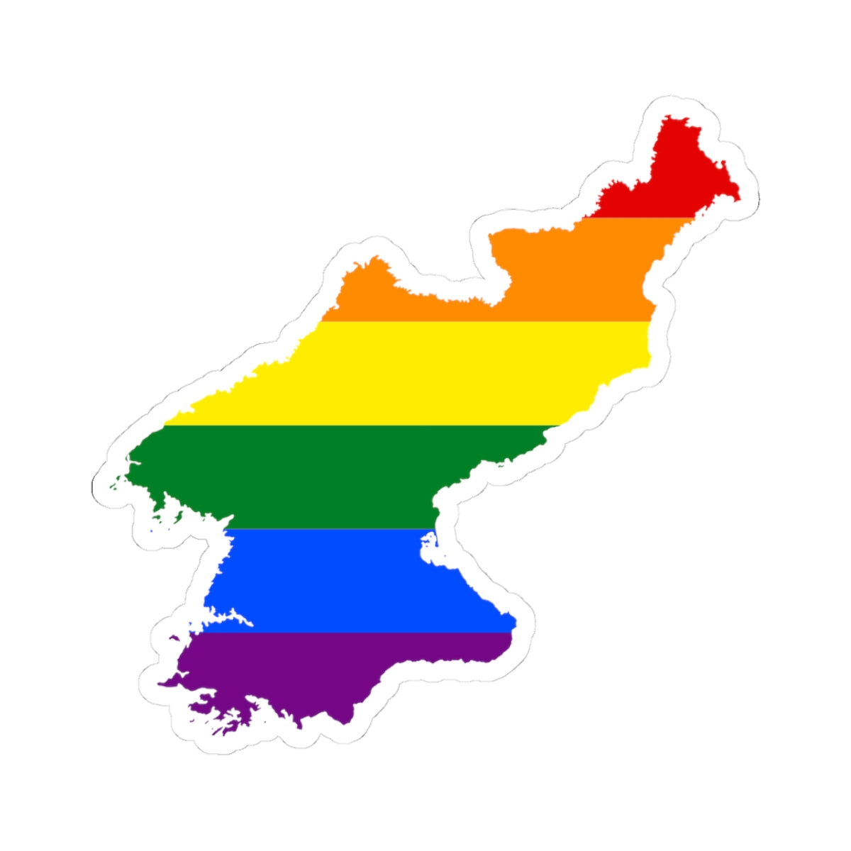 LGBT flag map of North Korea (Korea) STICKER Vinyl Kiss-Cut Decal