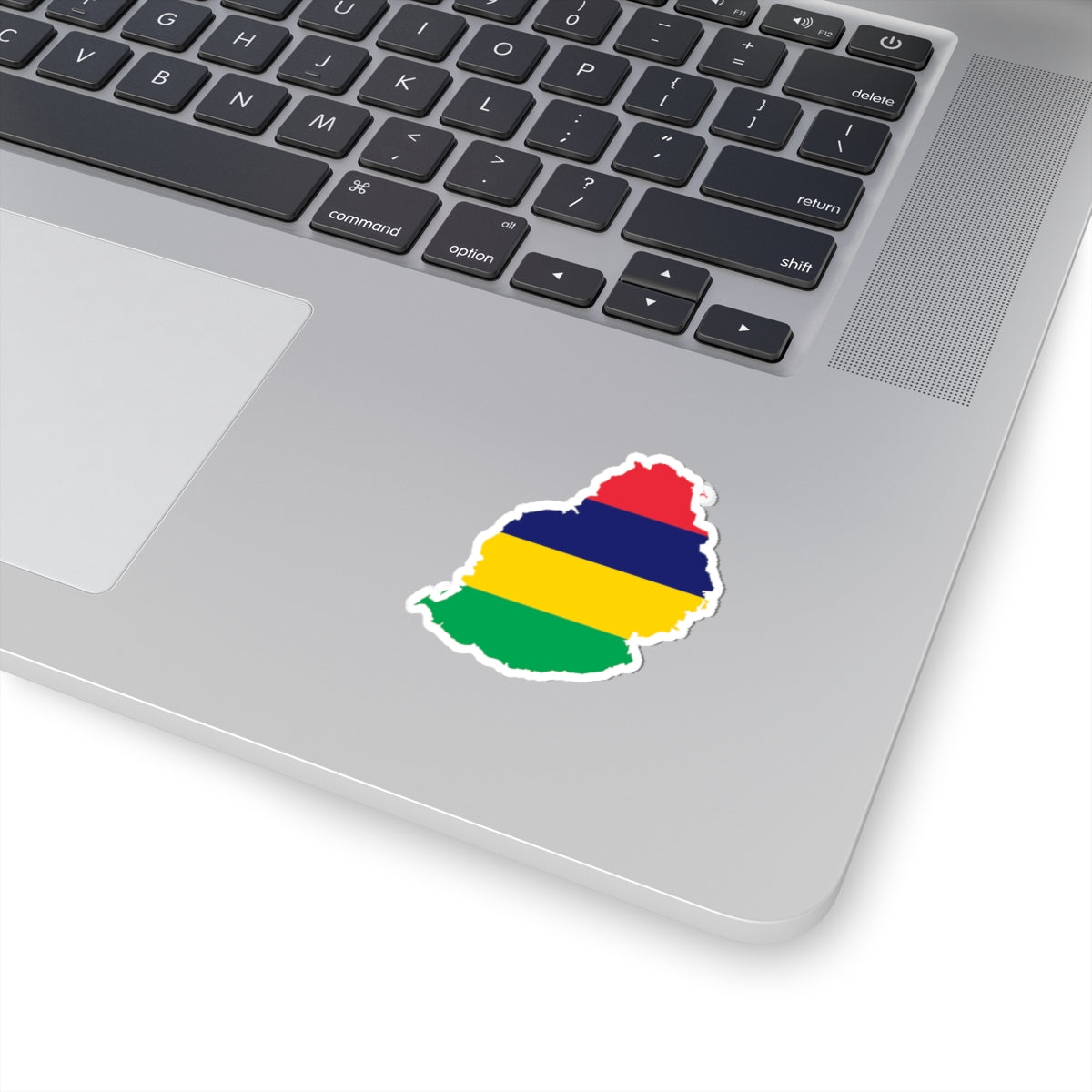 Map of Mauritius with flag (Mauritius) STICKER Vinyl Kiss-Cut Decal