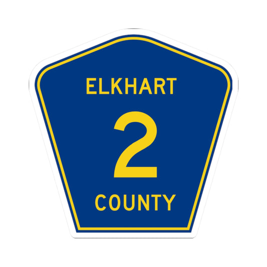 Elkhart County Road 2 IN (Indiana) (Road Sign) STICKER Vinyl Kiss-Cut Decal