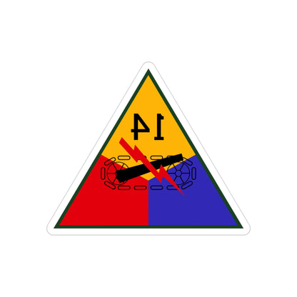 14th Armored Division (U.S. Army) REVERSE PRINT Transparent STICKER-3" × 3"-The Sticker Space