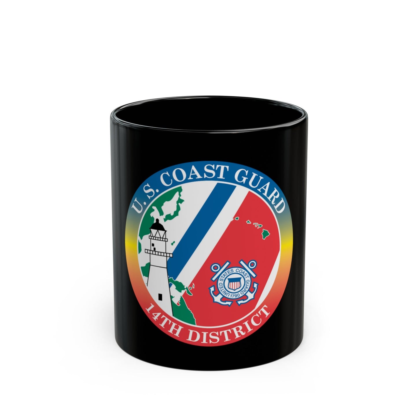 14th CG District (U.S. Coast Guard) Black Coffee Mug-11oz-The Sticker Space
