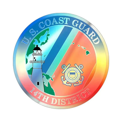 14th CG District (U.S. Coast Guard) Holographic STICKER Die-Cut Vinyl Decal 3 Inch Holographic - The Sticker Space