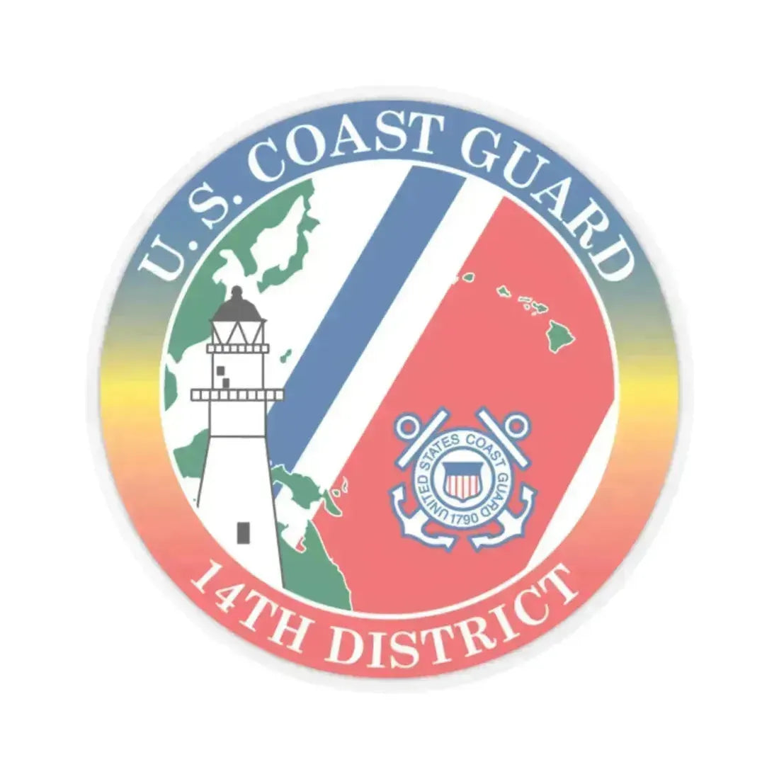 14th CG District (U.S. Coast Guard) STICKER Vinyl Kiss-Cut Decal 2 Inch Transparent - The Sticker Space