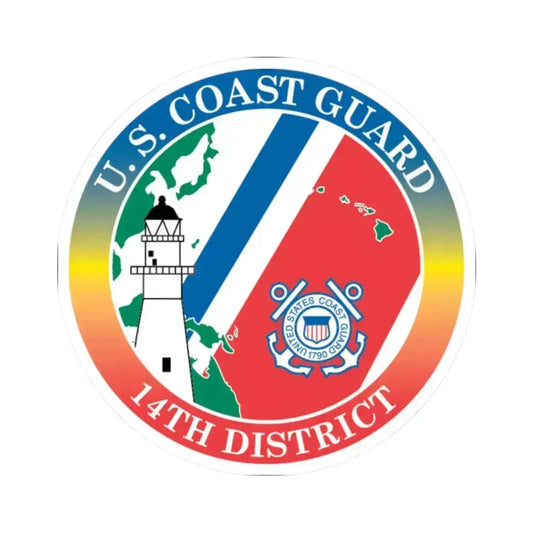 14th CG District (U.S. Coast Guard) STICKER Vinyl Kiss-Cut Decal 2 Inch White - The Sticker Space