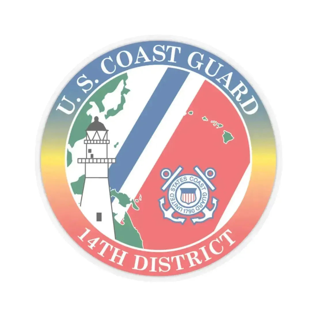 14th CG District (U.S. Coast Guard) STICKER Vinyl Kiss-Cut Decal 6 Inch Transparent - The Sticker Space