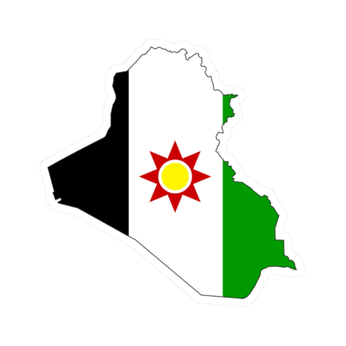 Flag-map of Iraq 1959-1963 (Iraq) STICKER Vinyl Kiss-Cut Decal