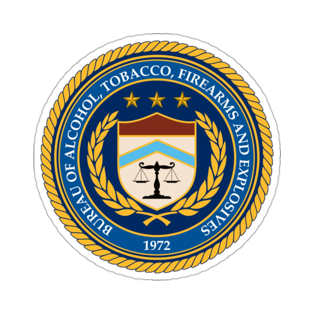 Seal of the Bureau of Alcohol Tobacco Firearms and Explosives - STICKER Vinyl Kiss-Cut Decal