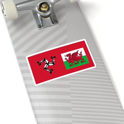 Flag of Manaw Mann and Cymru Wales (United Kingdom) STICKER Vinyl Kiss-Cut Decal