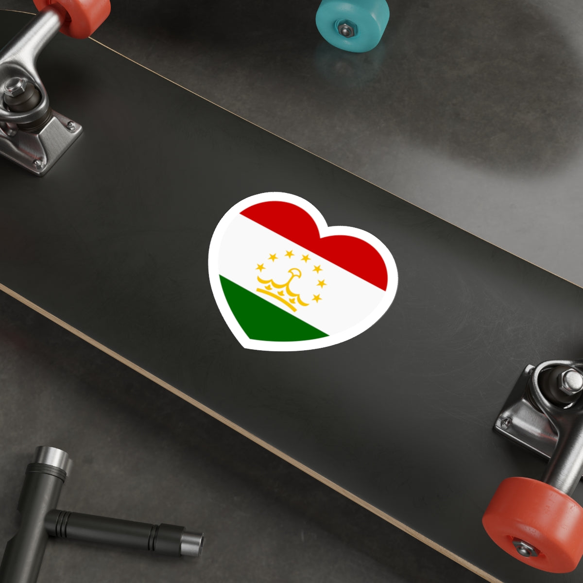 Heart Flag of Tajikistan - STICKER Vinyl Die-Cut Decal