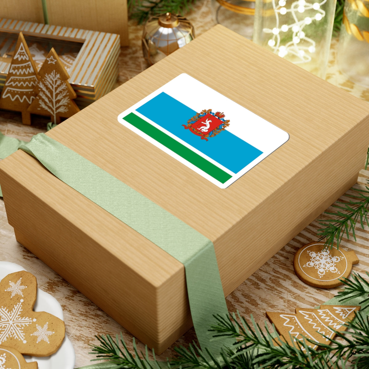 Flag of Sverdlovsk Oblast 1997 Coat of Arms (Russia) STICKER Vinyl Kiss-Cut Decal