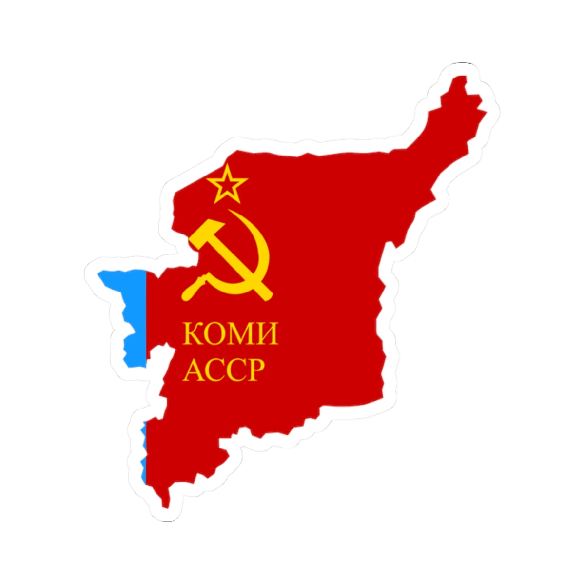 Flag-map of Komi ASSR (Russia) STICKER Vinyl Kiss-Cut Decal