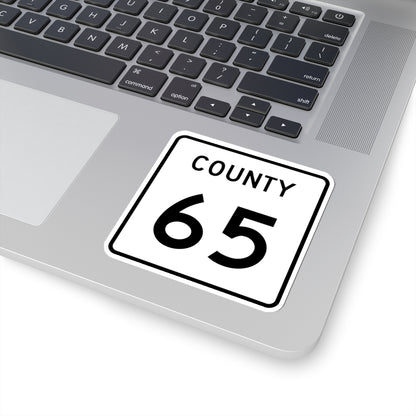 County 65 square (Minnesota) (Road Sign) STICKER Vinyl Kiss-Cut Decal