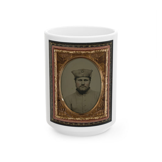 William W. Smith Of Company G And Company K, 4th Massachusetts Infantry Regiment In Uniform And Tricorn Hat (U.S. Civil War) White Coffee Mug