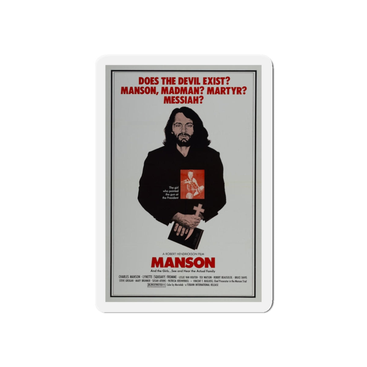 MANSON 1973 Movie Poster - Refrigerator Magnet-3" x 3"-Die-Cut-1 pc-The Sticker Space