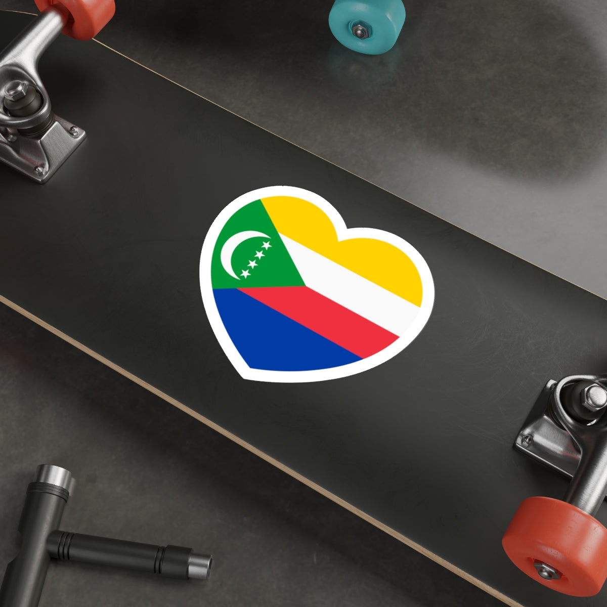 Heart Flag of Comoros - STICKER Vinyl Die-Cut Decal