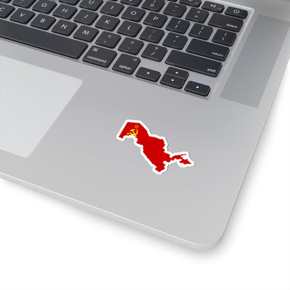 Uzbekistan Map with Soviet Flag (Uzbekistan) STICKER Vinyl Kiss-Cut Decal