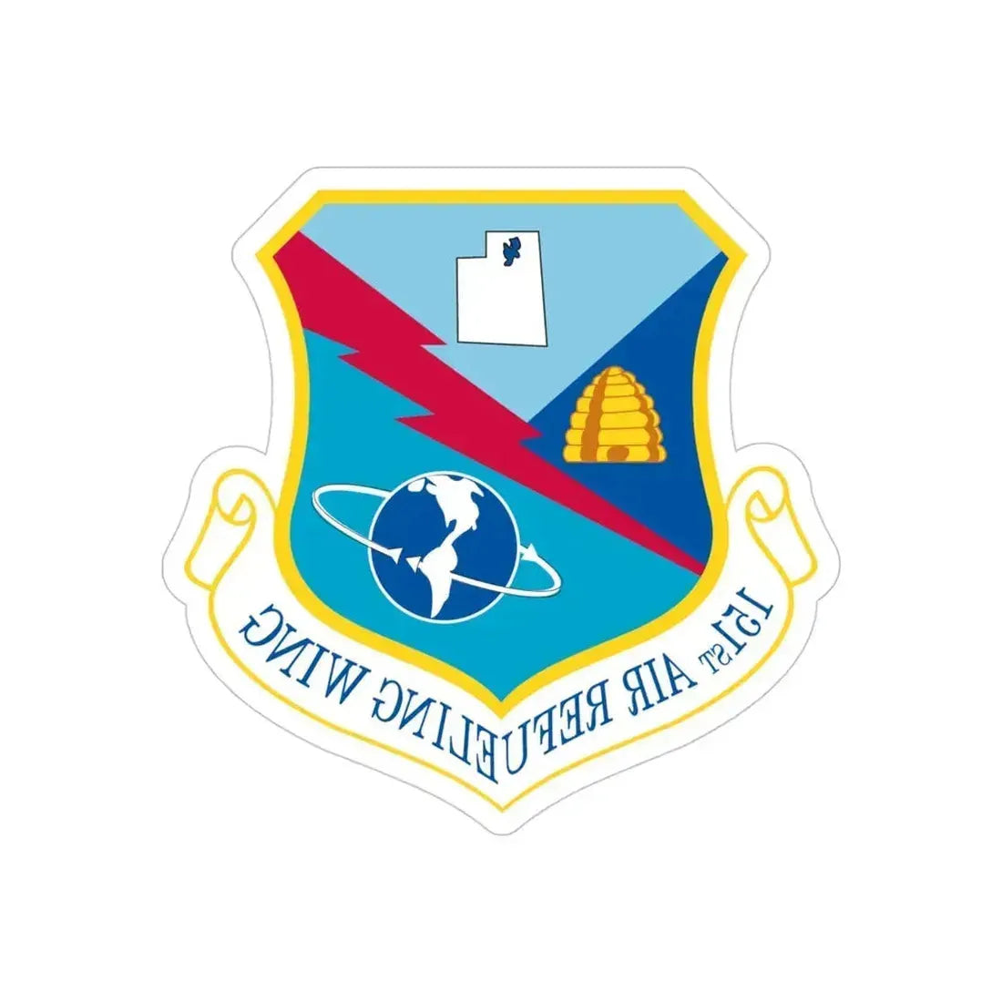 151st Air Refueling Wing (U.S. Air Force) REVERSE PRINT Transparent Die-Cut STICKER 4 Inch Die-Cut Transparent - The Sticker Space