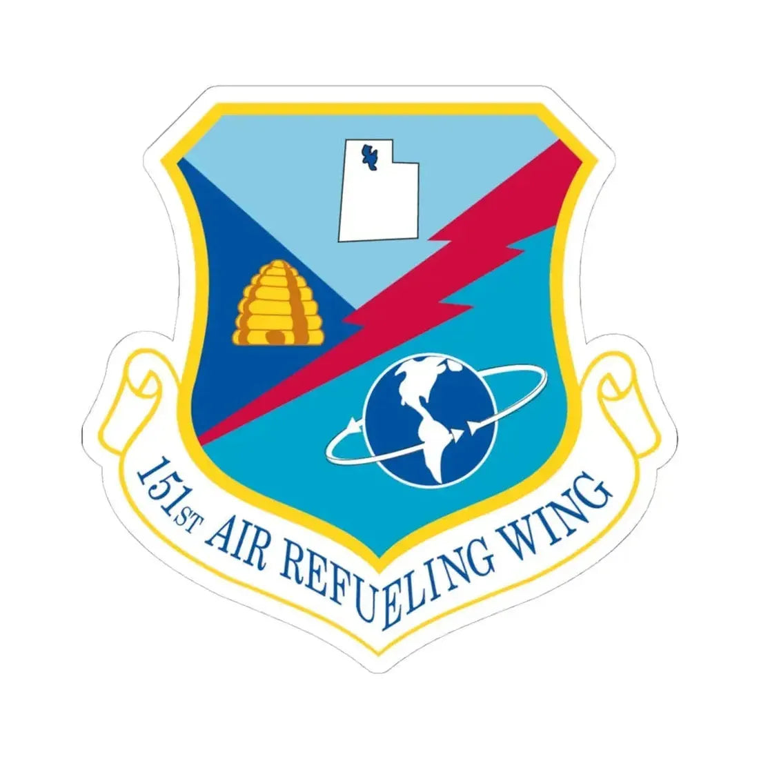 151st Air Refueling Wing (U.S. Air Force) STICKER Vinyl Kiss-Cut Decal 4 Inch White - The Sticker Space