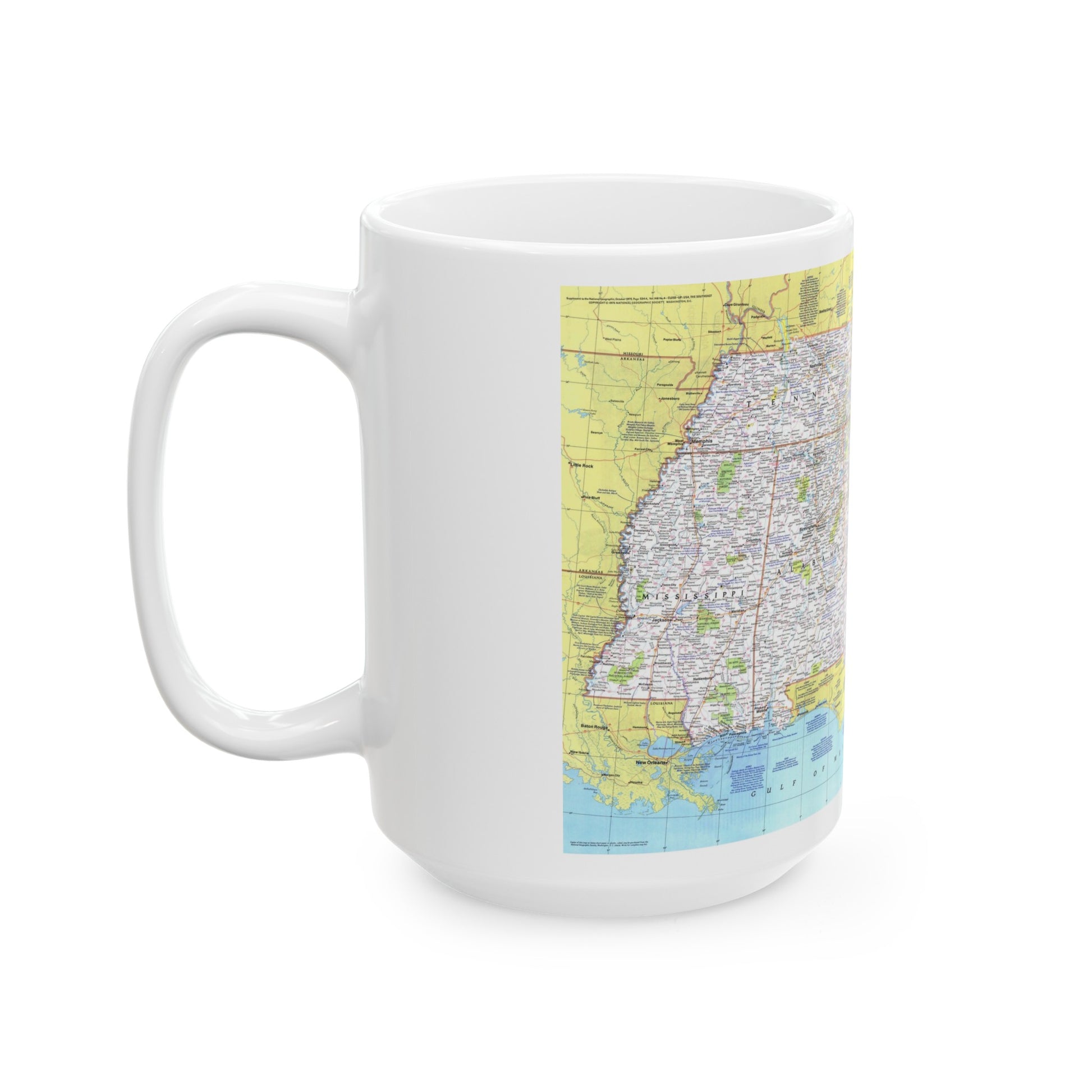 USA - Southeast 1 (1975) (Map) White Coffee Mug-The Sticker Space