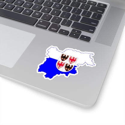 Flag map of Trentino-South Tyrol (Italy) STICKER Vinyl Kiss-Cut Decal