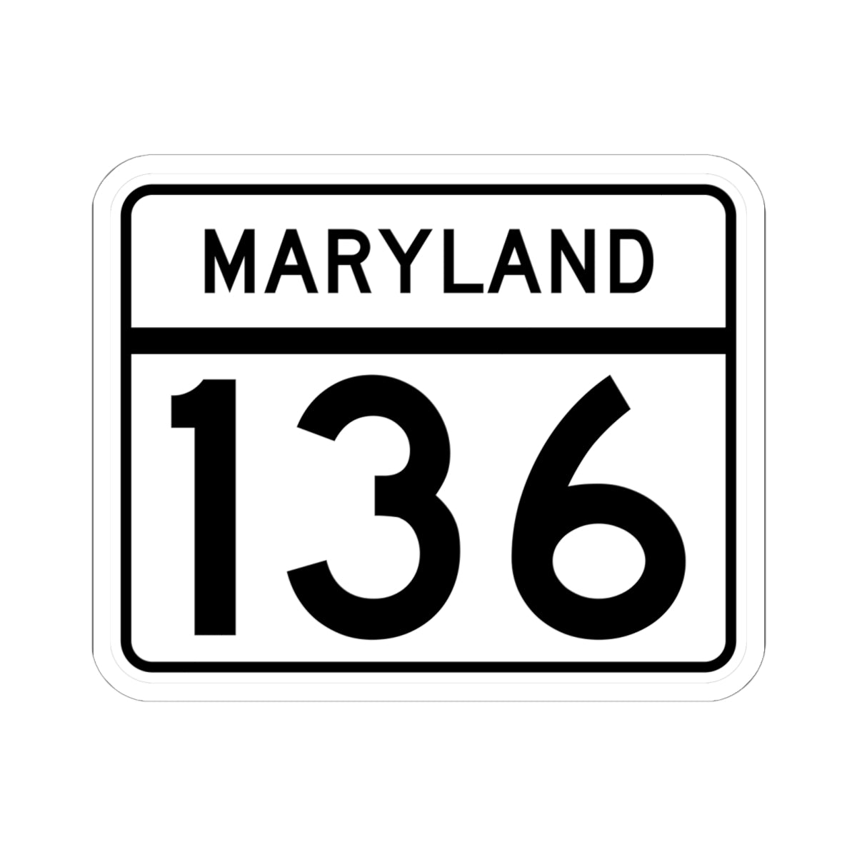MD Route 136 (Maryland) (Road Sign) STICKER Vinyl Kiss-Cut Decal