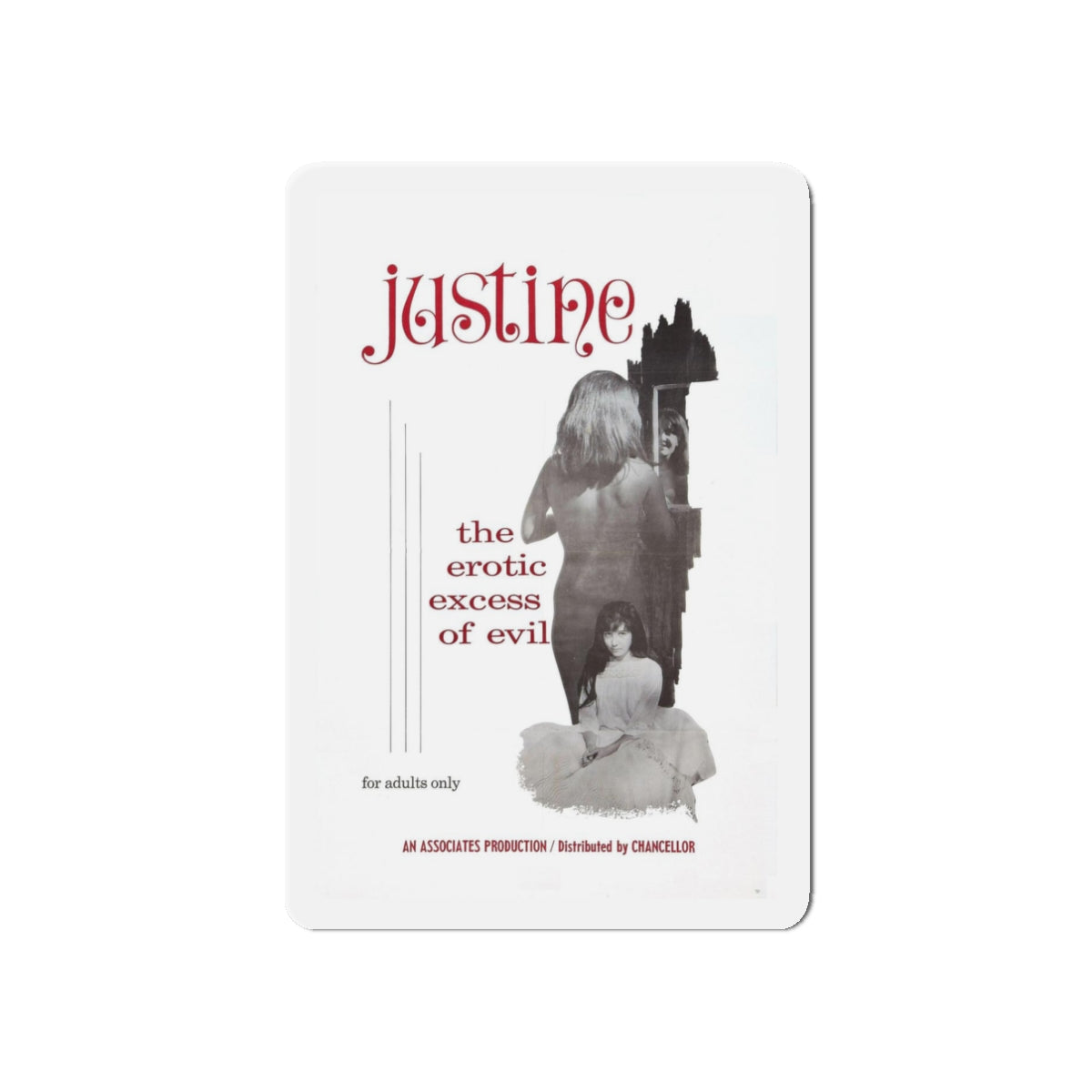 JUSTINE 1980 Movie Poster - Refrigerator Magnet-3" x 3"-Die-Cut-1 pc-The Sticker Space