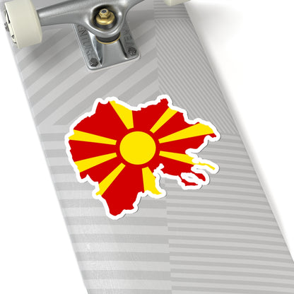 Flag-map of Greater Macedonia (North Macedonia) STICKER Vinyl Kiss-Cut Decal