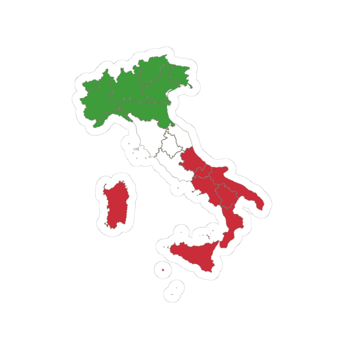 Flag map of Italy with regions (Italy) STICKER Vinyl Kiss-Cut Decal
